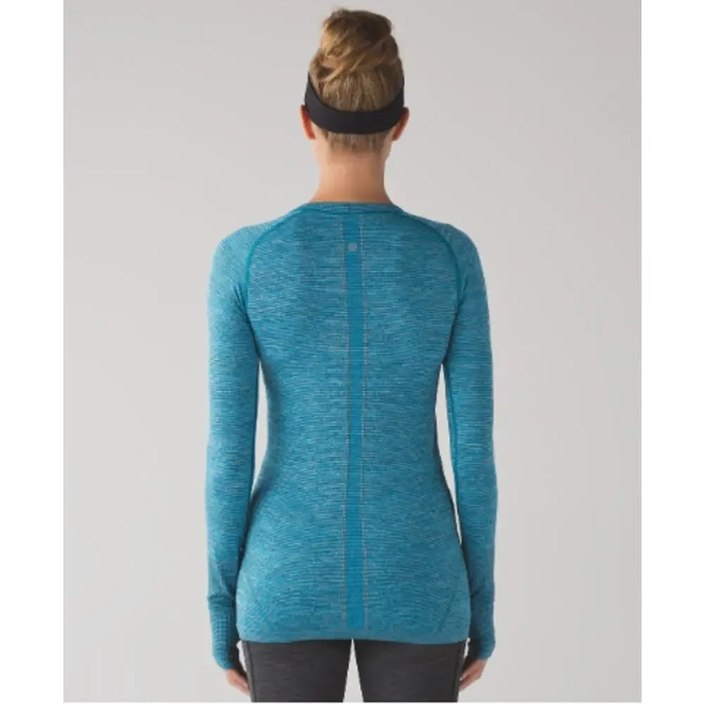 Lululemon Run Swiftly Tech Long Sleeve Crew Top in Indian Ocean Blue Black‎ 6